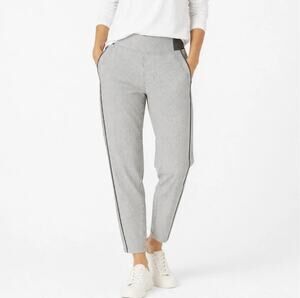 Athleta Brooklyn Textured Ankle Pants City Stripe White Gray Size 16 Athleisure